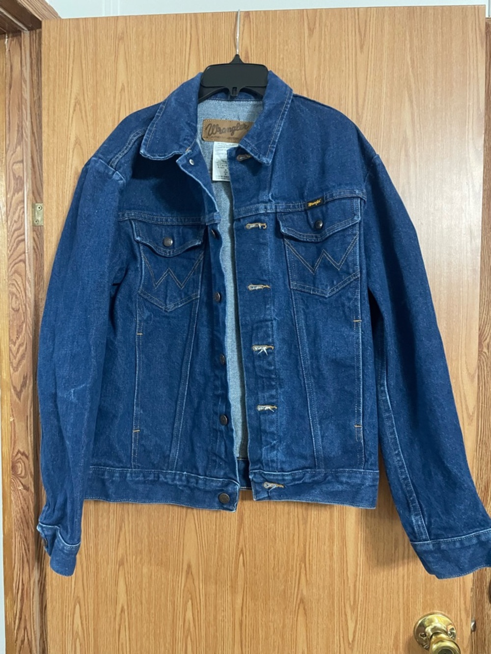 Wrangler Dark Blue Denim Shirt Jacket with Chest Flaps